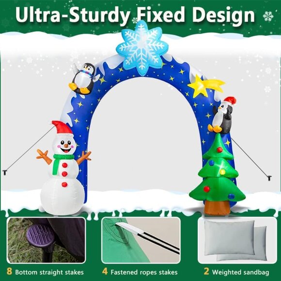 🆕10FT Christmas Inflatables Winter Snowman Arch LED Yard Outdoor Decorations - Picture 7 of 8